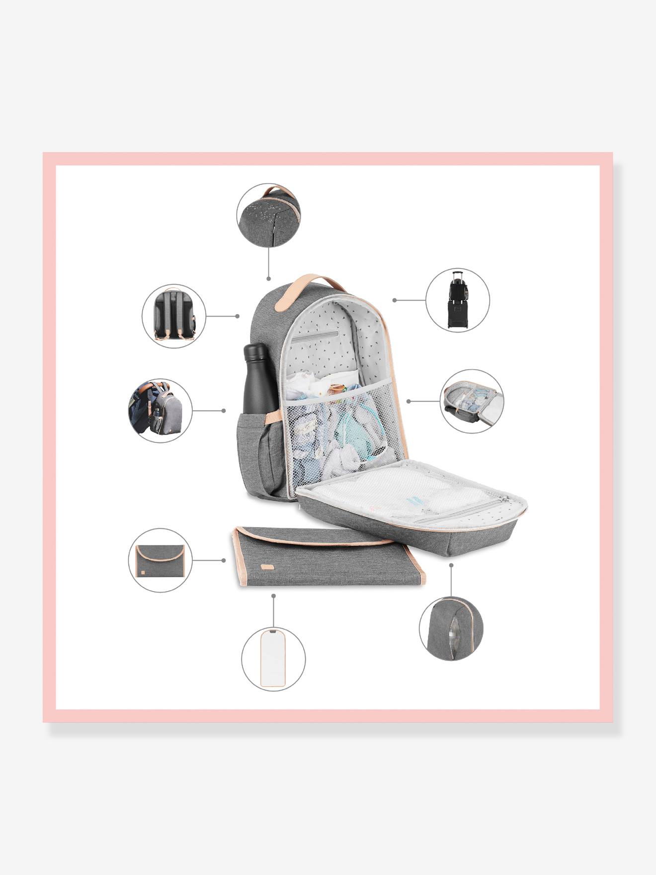 Sac à dos à langer BABYMOOV Pyla gris chiné (smokey)