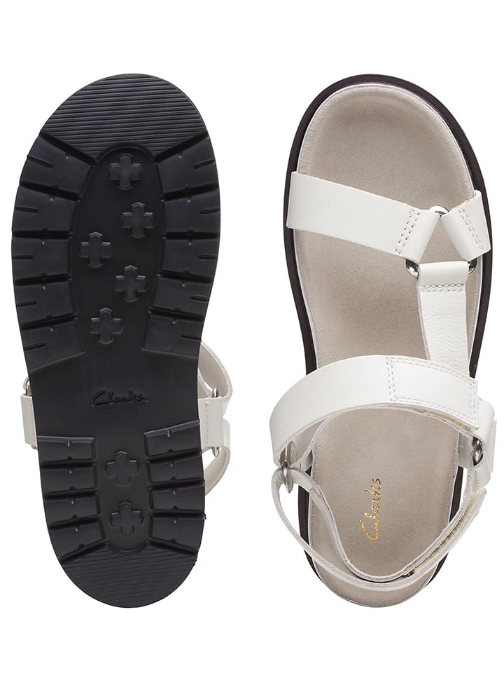 Clarks Leder-Sandalen in Weiß günstig kaufen