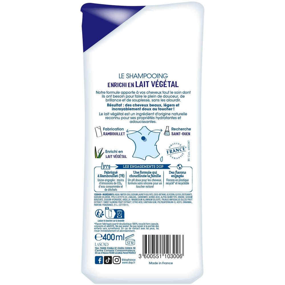 DOP DOP Classic Shampooing Très Doux au Lait Végétal