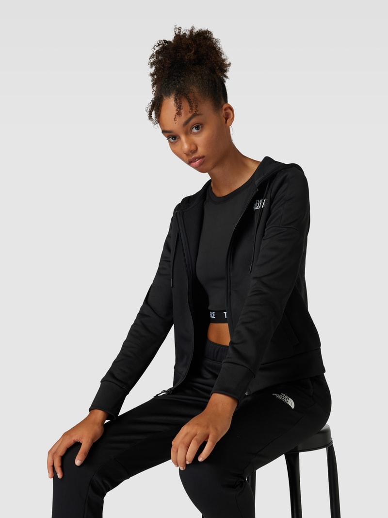 Sweatjacke mit Label-Print Modell 'REAXION' in schwarz