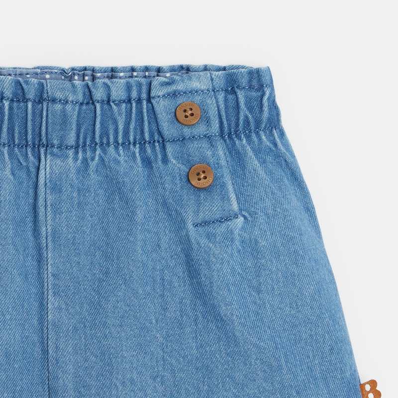 Short chambray effet pont bleu bébé fille