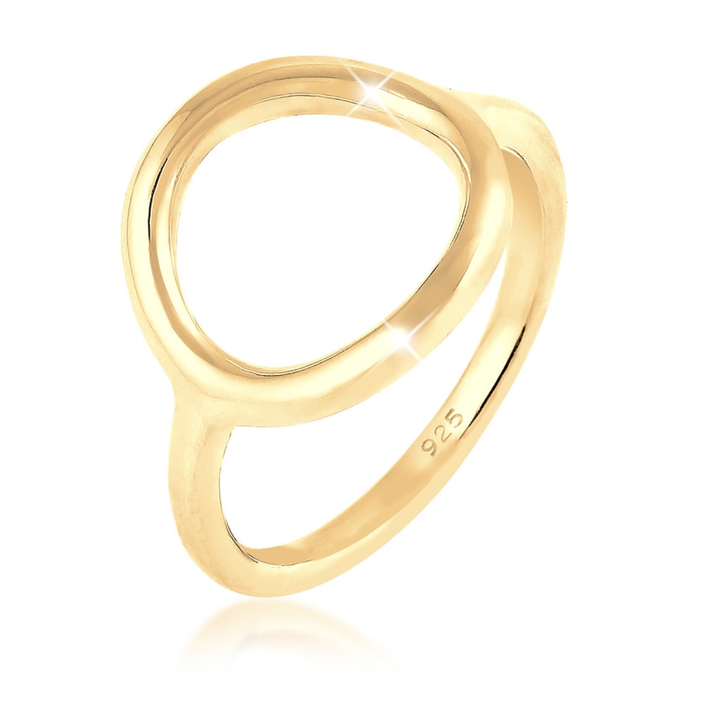 Elli Elli Bague Femmes Cercle Rond Géo Statement en Argent Sterling 925 Bague