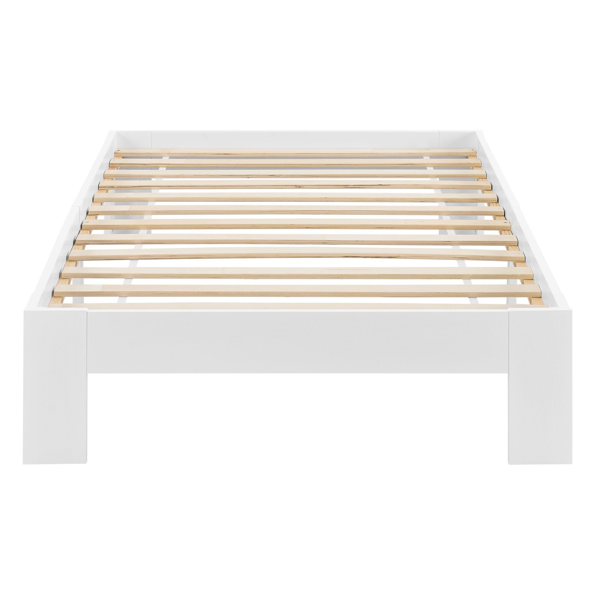 en.casa Holzbett, Raisio Einzelbett mit Matratze 90x200 cm Weiß