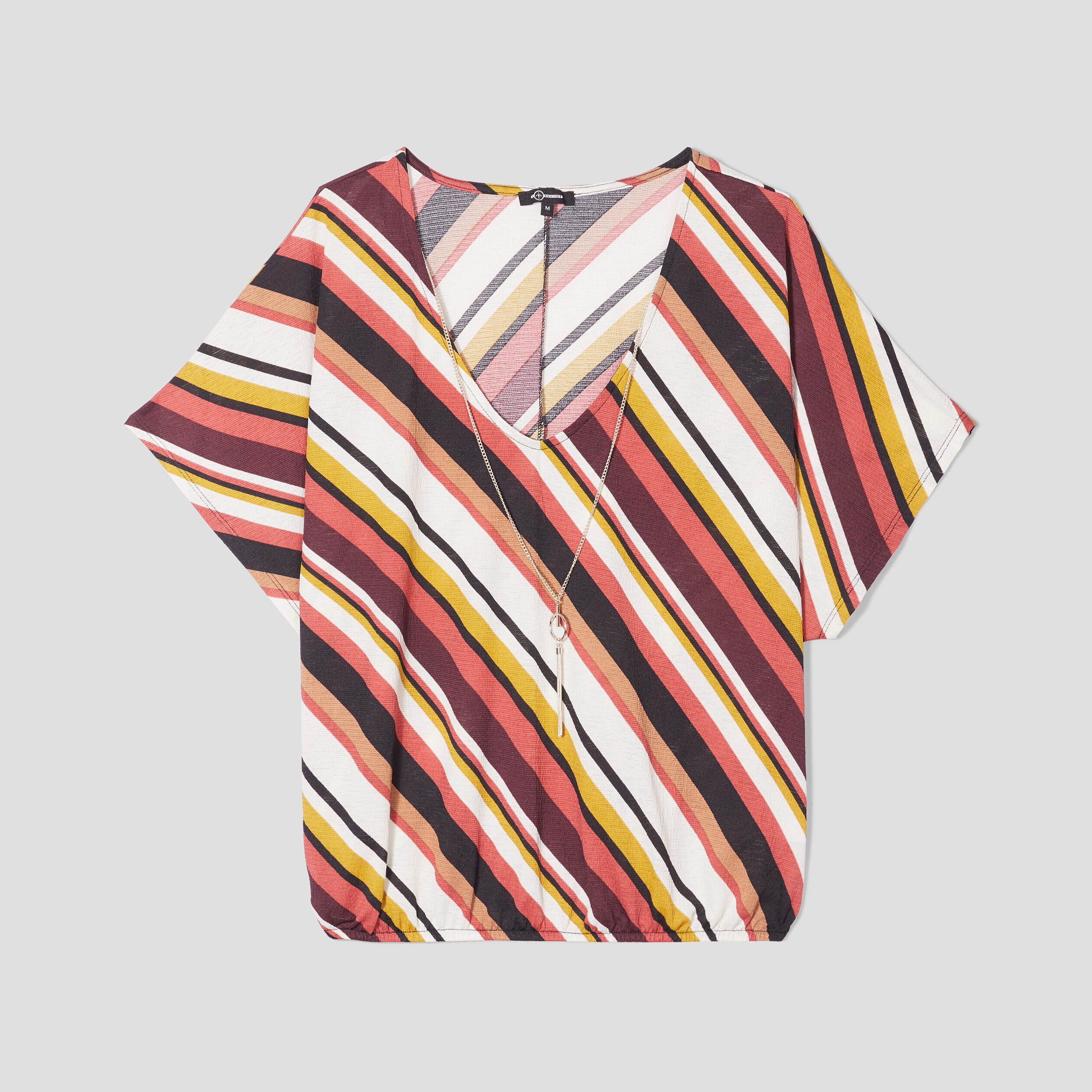 T-shirt col en V bijou Mosquitos multicolore femme | La Halle