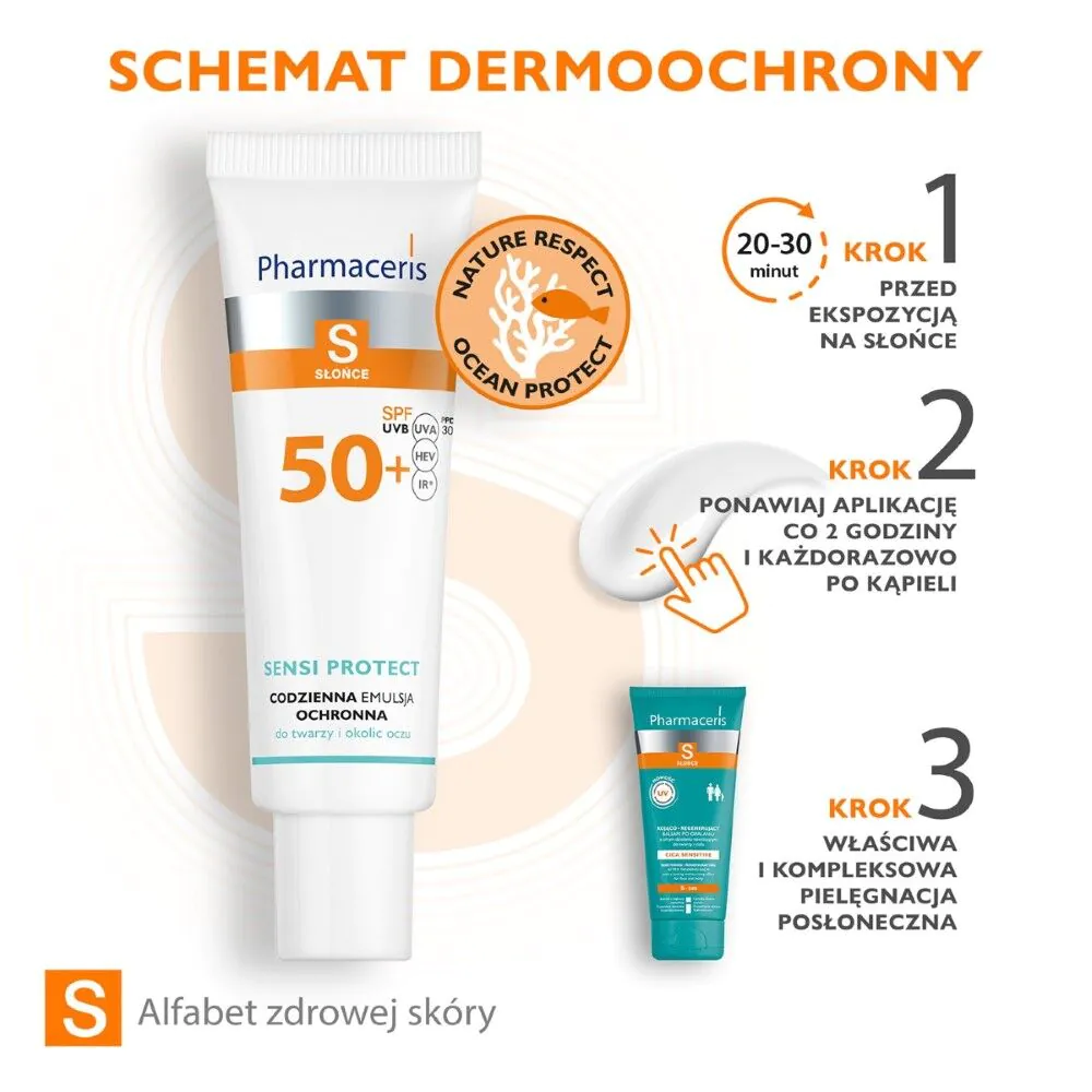 Pharmaceris S Sensi Protect Daglig Beskyttende Emulsion til Ansigt og Øjenområde SPF50+