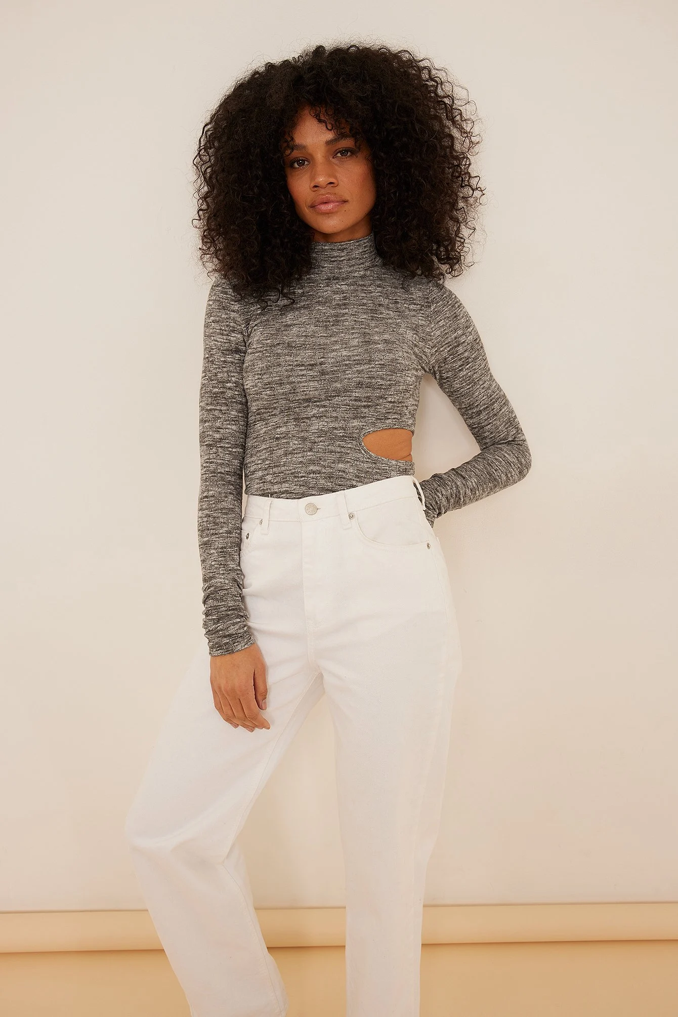 Melange-Top mit Cut-outs
