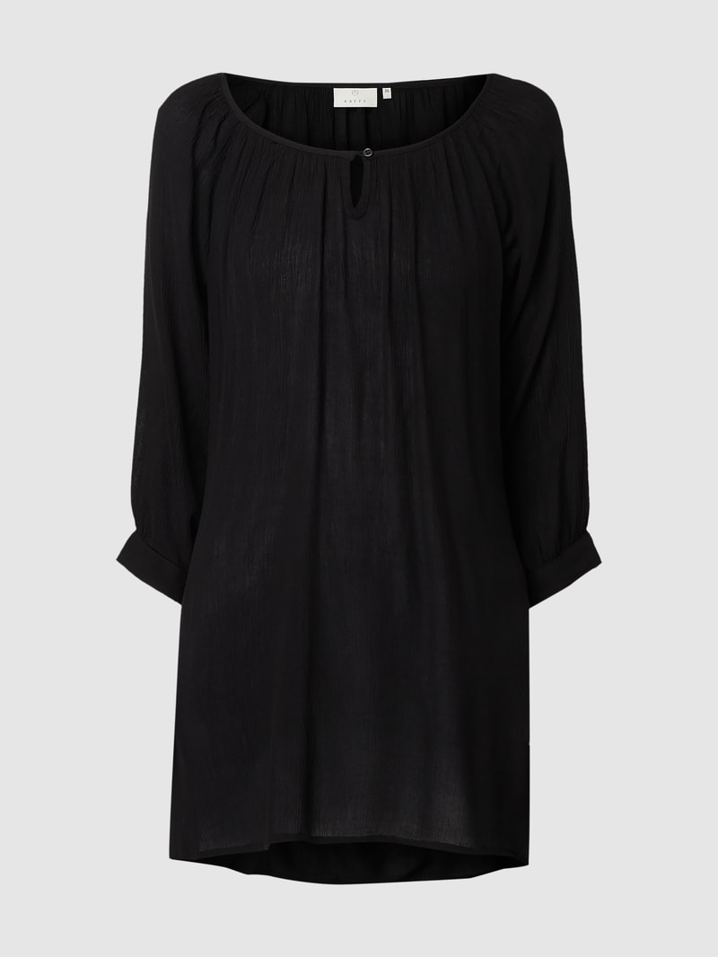 Blusenshirt aus Viskose in Crinkle-Optik in schwarz