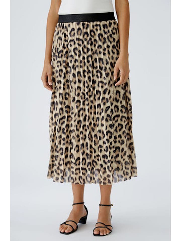 Oui Plisseerock in Beige günstig kaufen