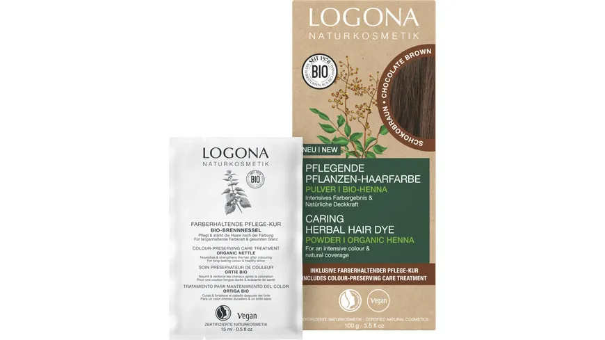LOGONA Pflegende Pflanzen-Haarfarbe Pulver 100 g schokobraun - schokobraun