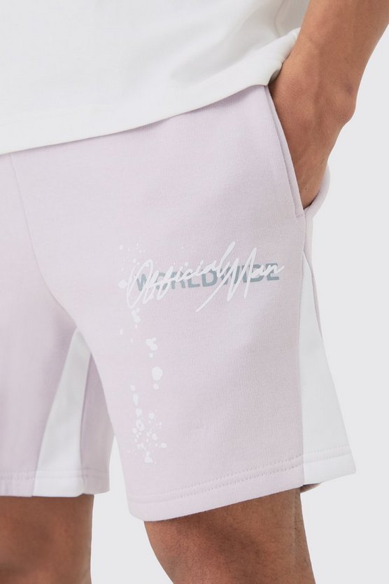 Oversize Shorts mit Graffiti-Print und Farbspritzern