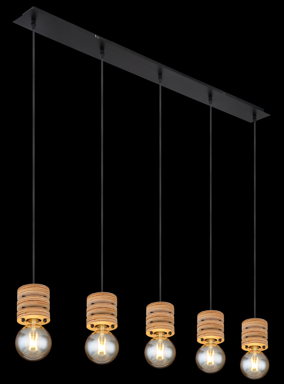 Globo Lighting - ANGELINE - Hängeleuchte Metall schwarz matt, 5x E27