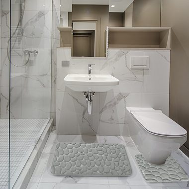 Badematte Badematte Memory Foam, Badvorleger Rutschfest Waschbar 2-Tlg CALIYO, Memory Schaum, rutschhemmend beschichtet, schnell trocknend, strapazierfähig, Polyester, Badematte Duschvorleger Duschteppich für Badewanne, Dusche, Badezimmer