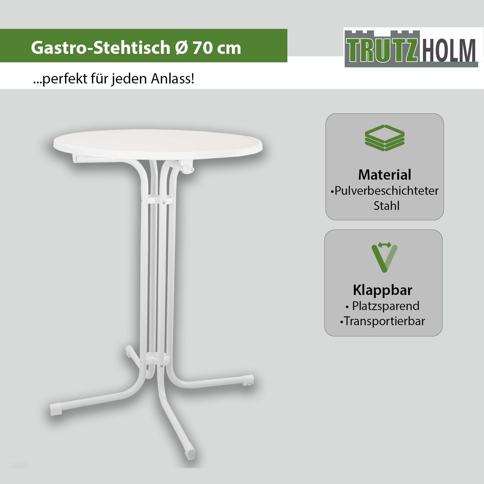TRUTZHOLM Stehtisch Ø 70 cm Höhe 110 cm Stahl Gastrotisch Partytisch Bistrotisch klappbar (1er)