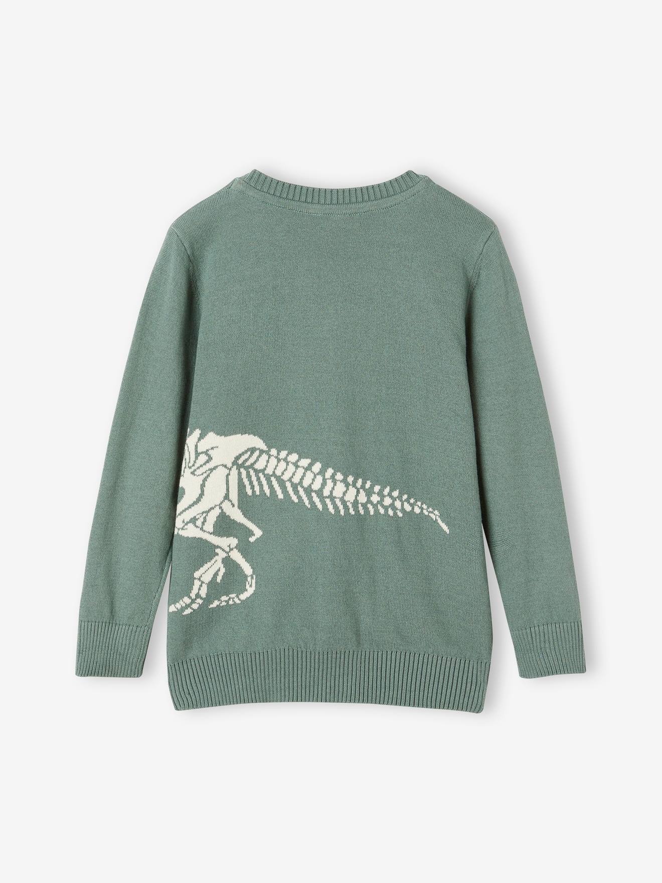 Vertbaudet Jungen Pullover mit Dino Oeko-Tex - salbeigrün
