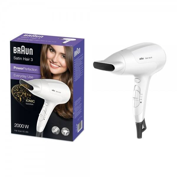 Braun Haartrockner HD 380 Stain Hair 3 PowerPerfection Weiß