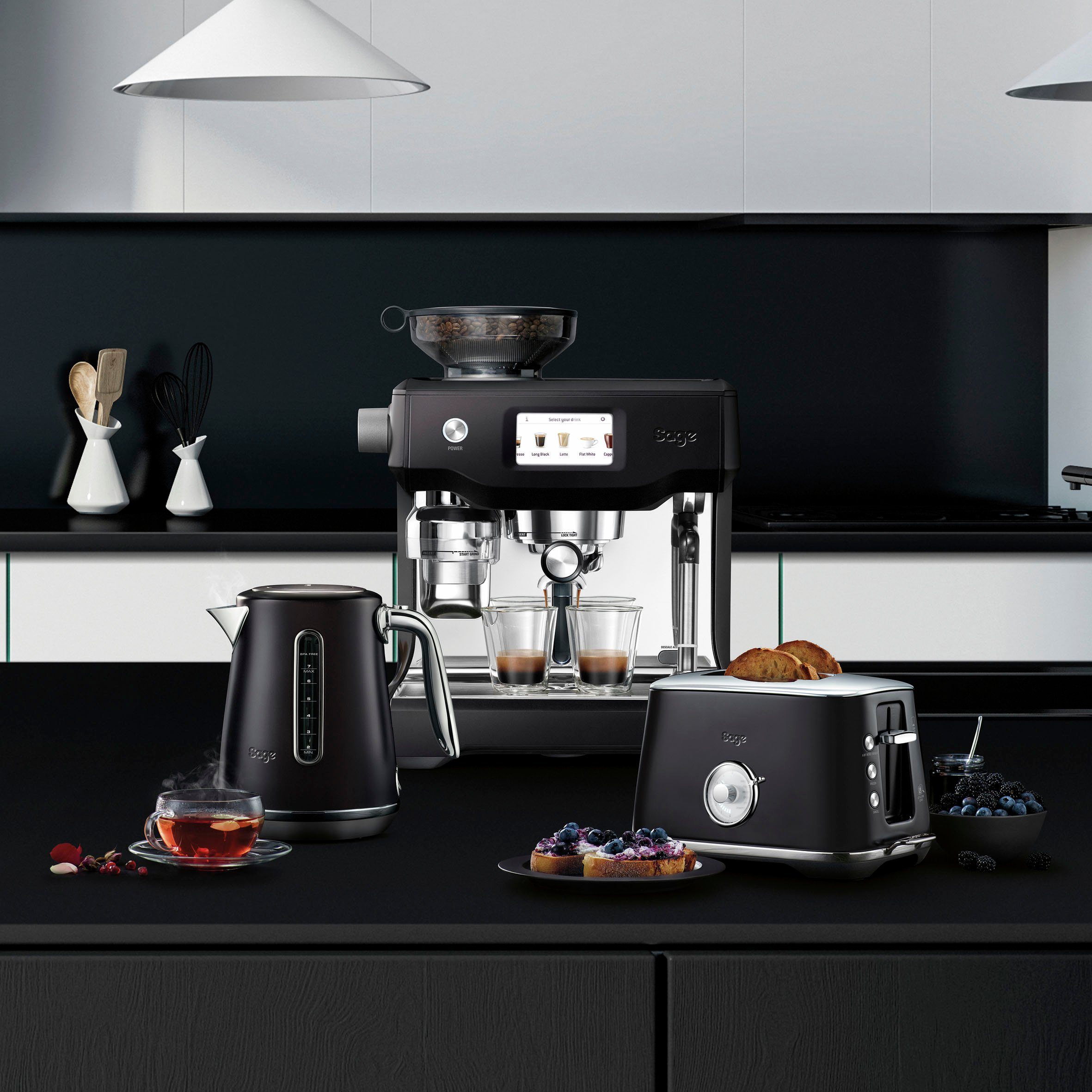 Sage Espressomaschine the Barista Touch, SES880BTR, Black Truffle