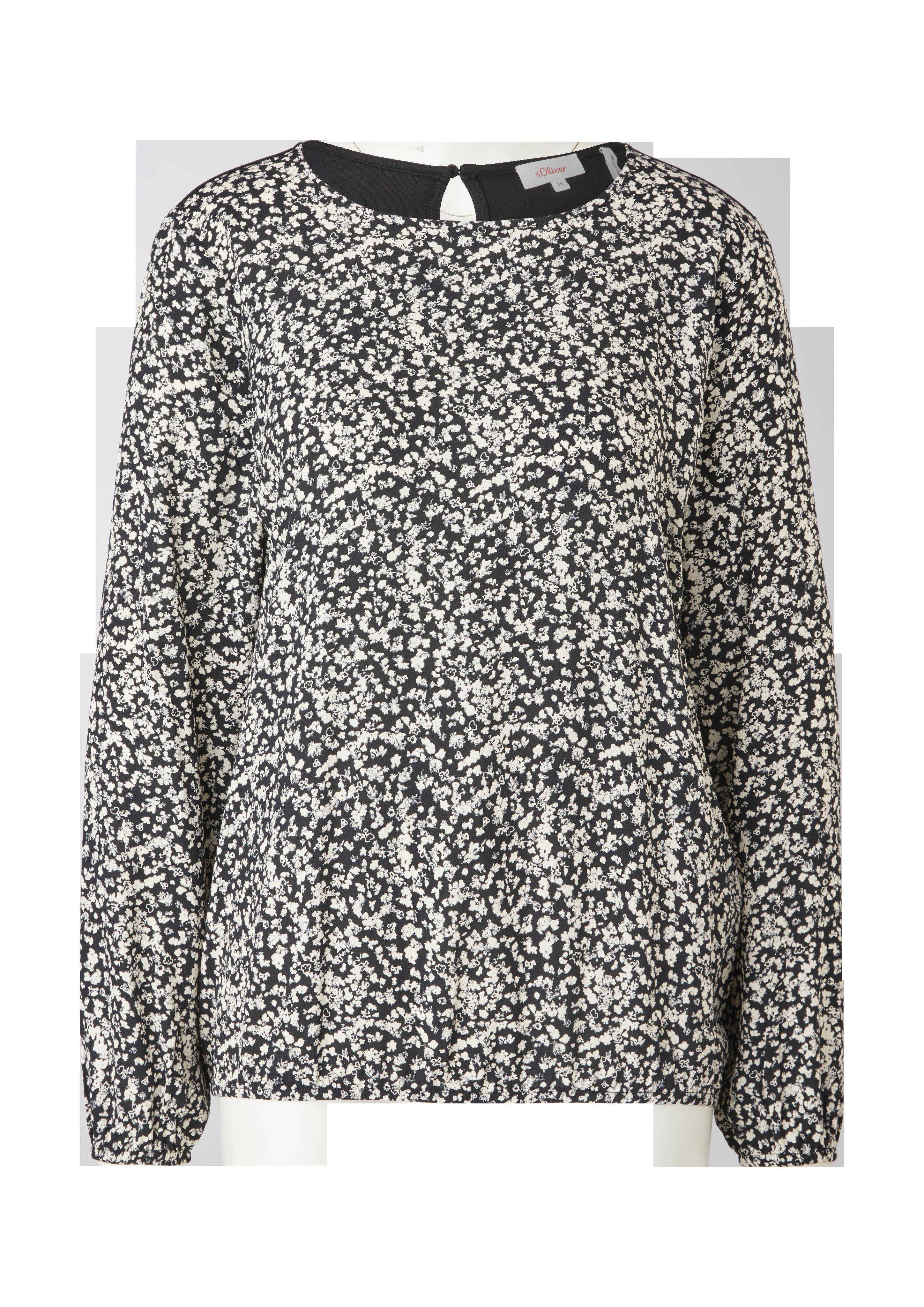 Blusenshirt im Materialmix mit Print  2122526-99A2