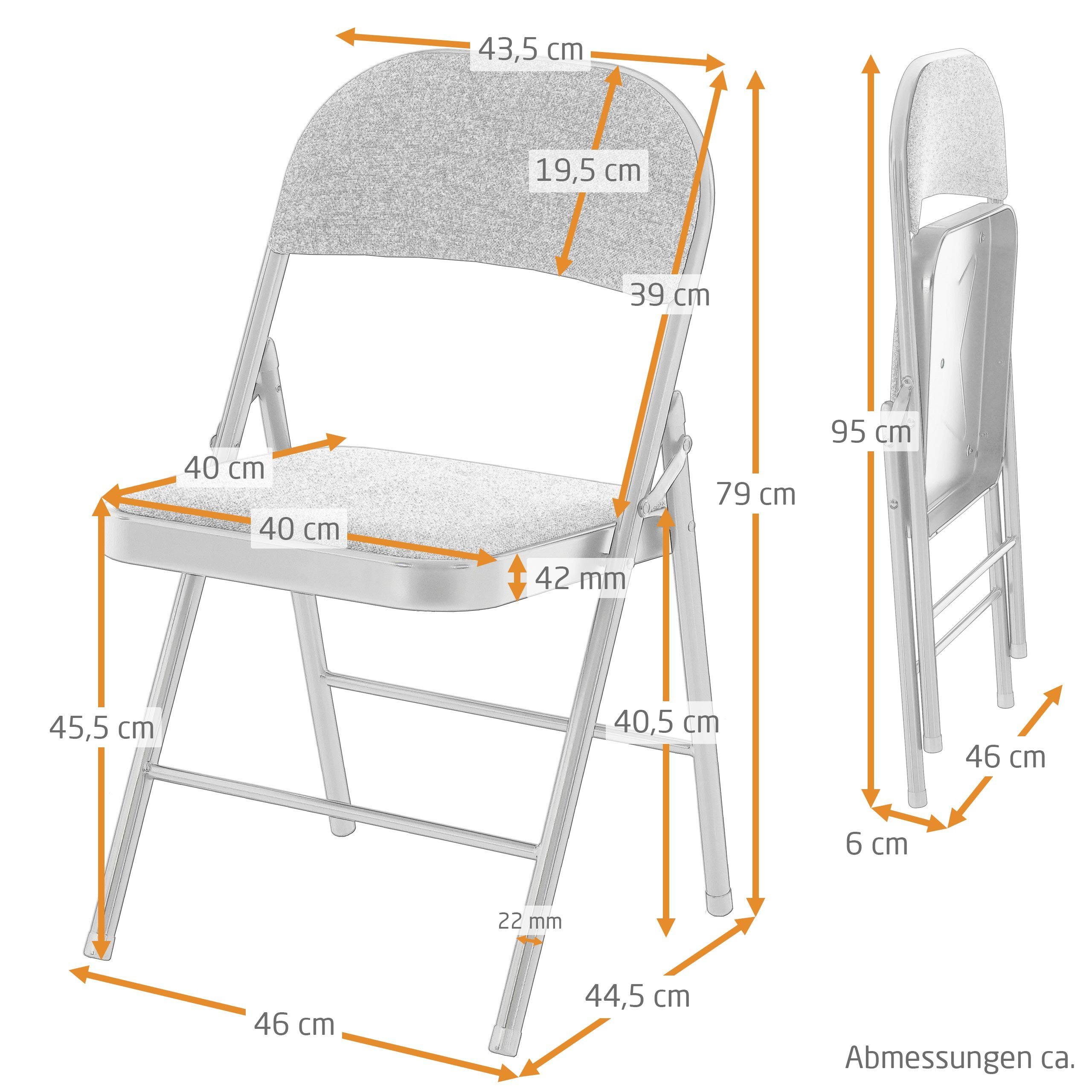 Raburg Klappstuhl Gästestuhl ELIAS mit Stoffbezug, verschiedene Farben, Gestell SCHWARZ (4er-Set), praktischer & kompakter Konferenz-Stuhl, stabiles Faltstuhl & Klappstuhl-Set aus Stahl, klappbar, belastbar bis 130 kg