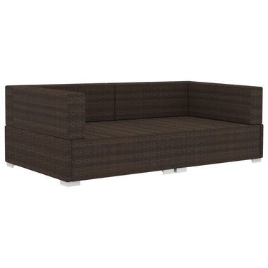 vidaXL Loungesofa Ecksofas 2 Stk. mit Auflagen Poly Rattan Braun, 2 Teile