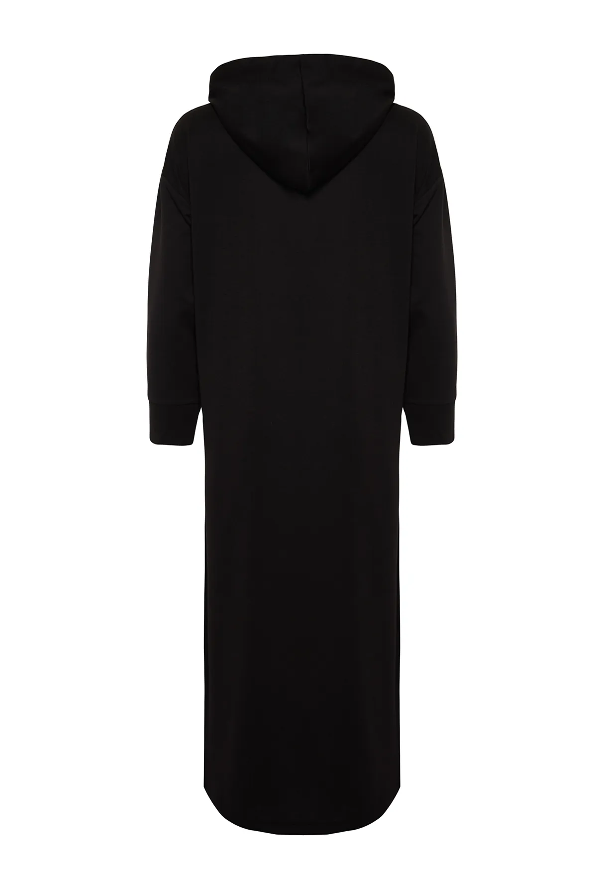 Trendyol Modest  Schwarzes Strick-Sweatkleid mit Kängurutasche und Kapuze TCTSS24EB00092