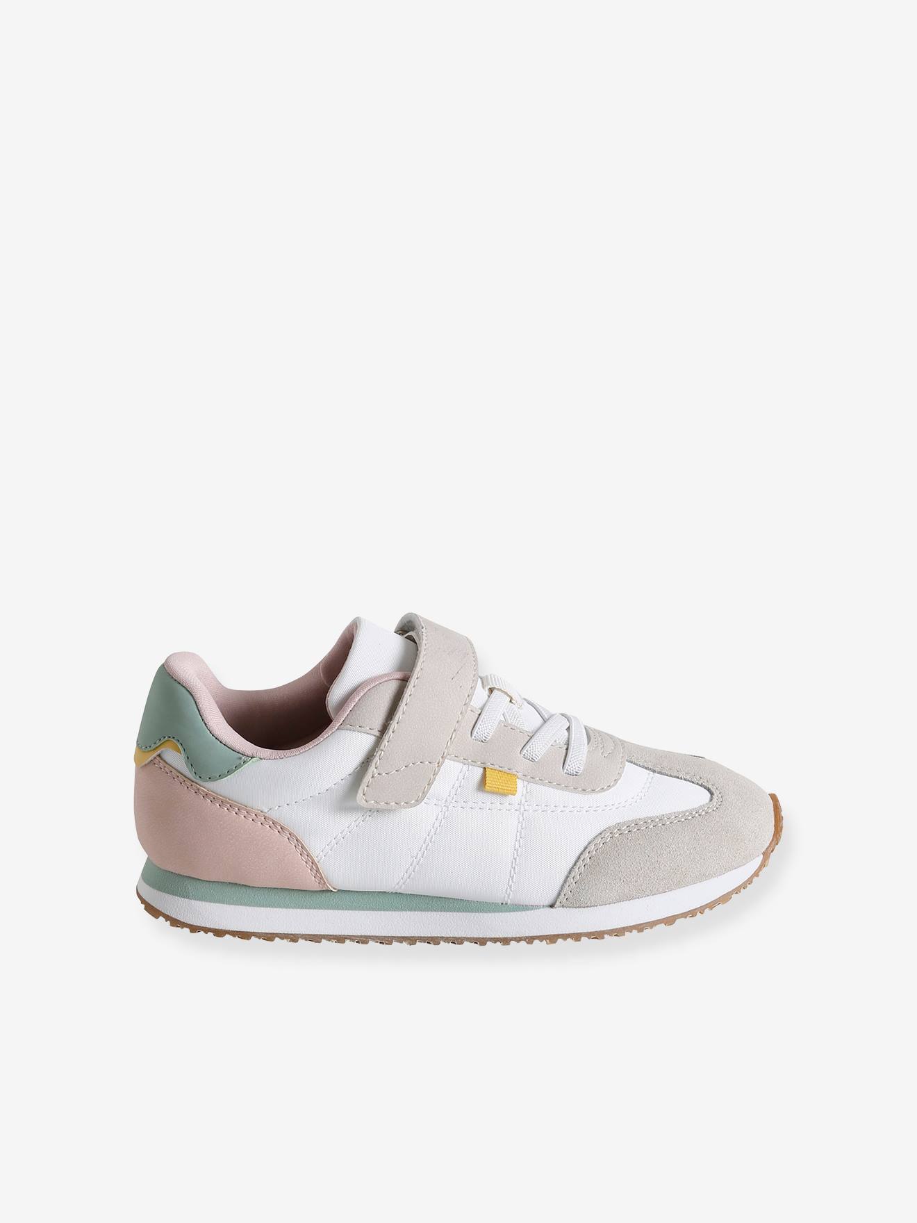 Vertbaudet Kinder Klett-Sneakers mit Schnürung - wollweiß