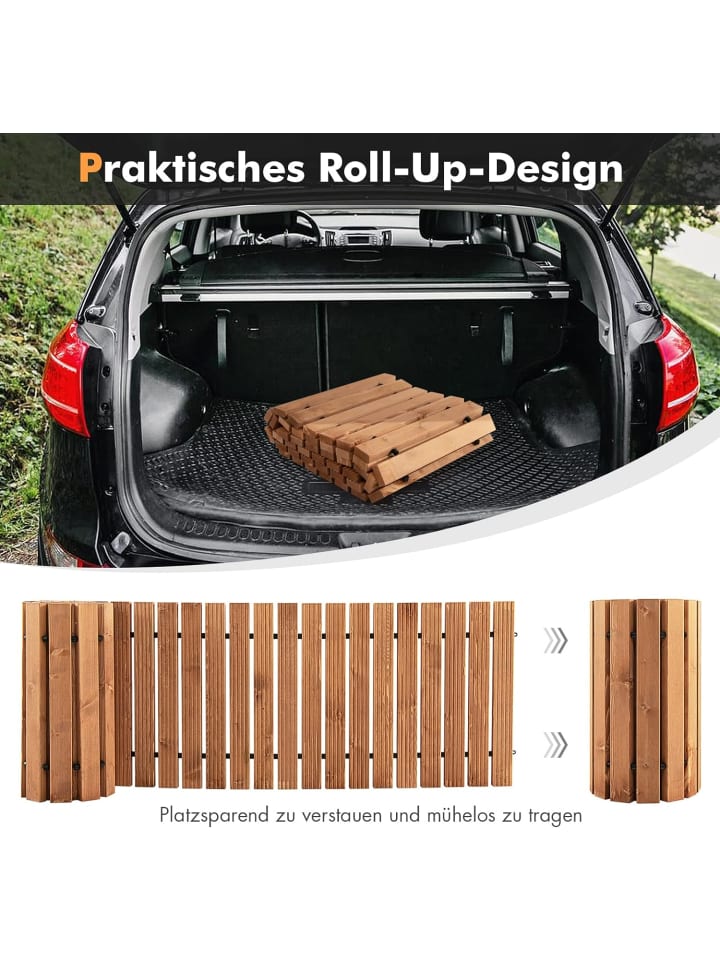 COSTWAY Ausrollbarer Garten-Holzweg 245cm in Braun günstig kaufen onesize