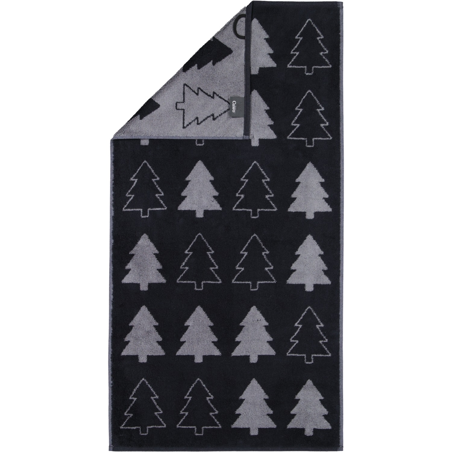 Cawö Handtücher Christmas Edition Tannenbäume 794 schwarz - 90