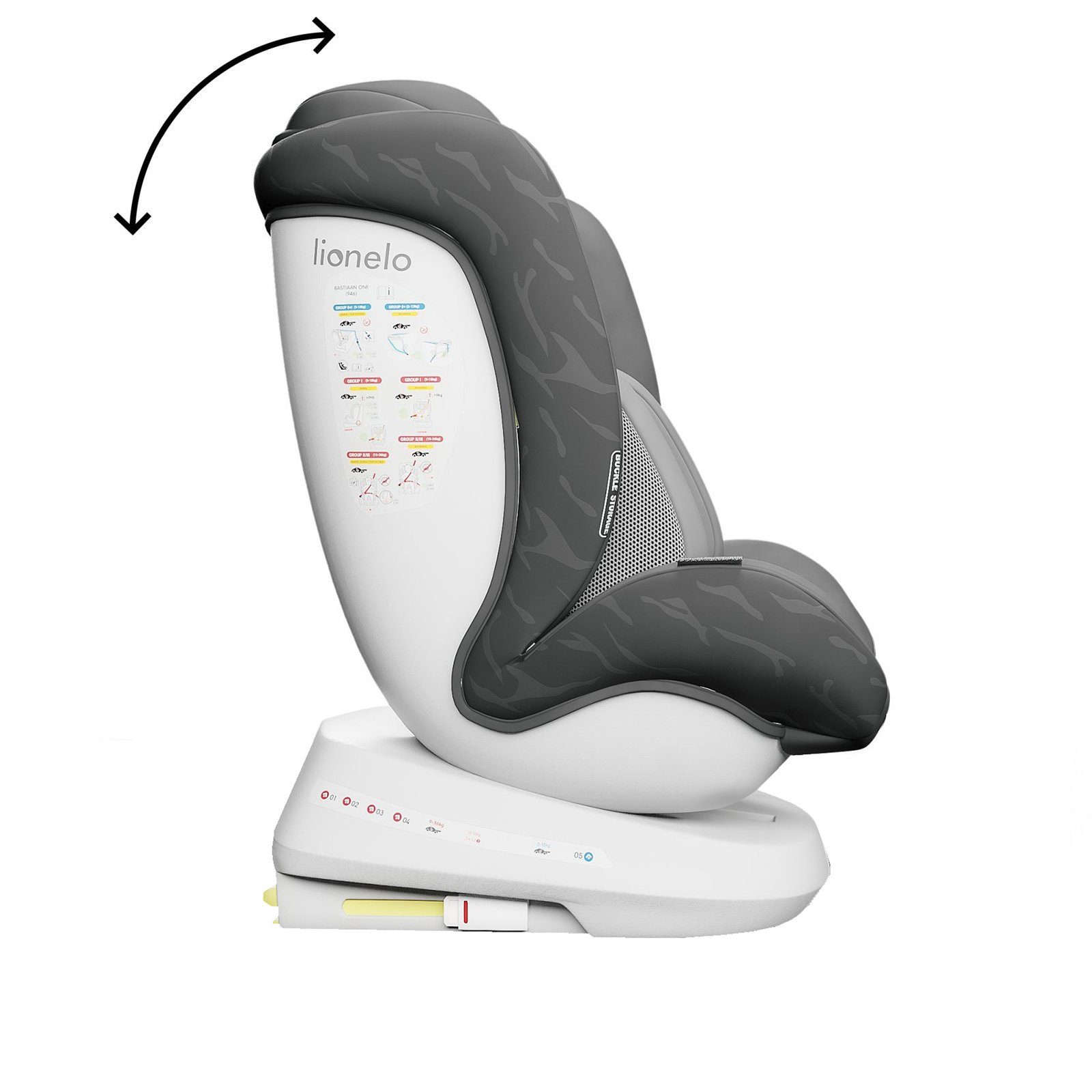 lionelo Autokindersitz Bastiaan-One, ab: ab Geburt, bis: 12 Jahre, ab: 1,00 kg, bis: 36,00 kg, (Set), ISOFIX+TOP TETHER TUV 360 °RWF 0-12 Jahre