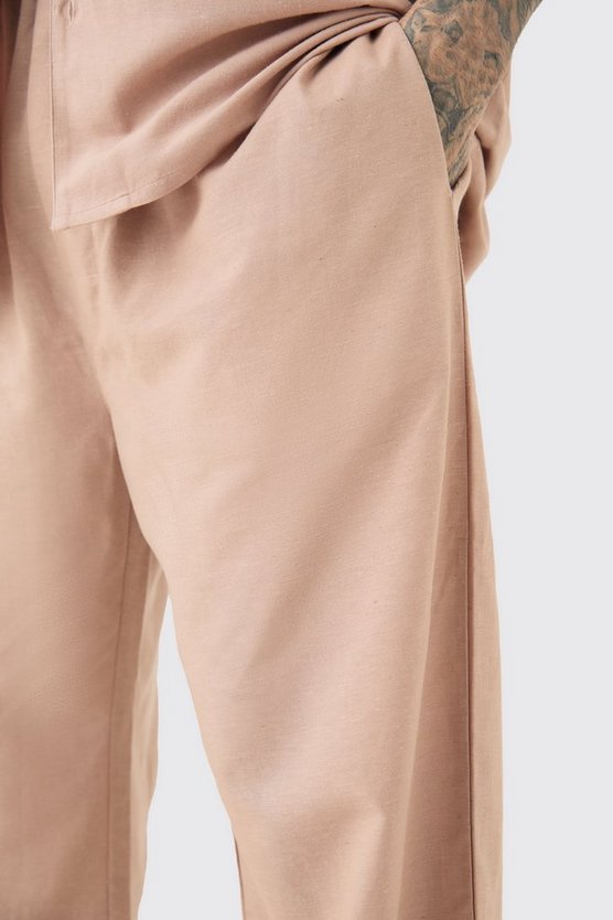 Tall lockere Leinen-Hose mit elastischem Bund