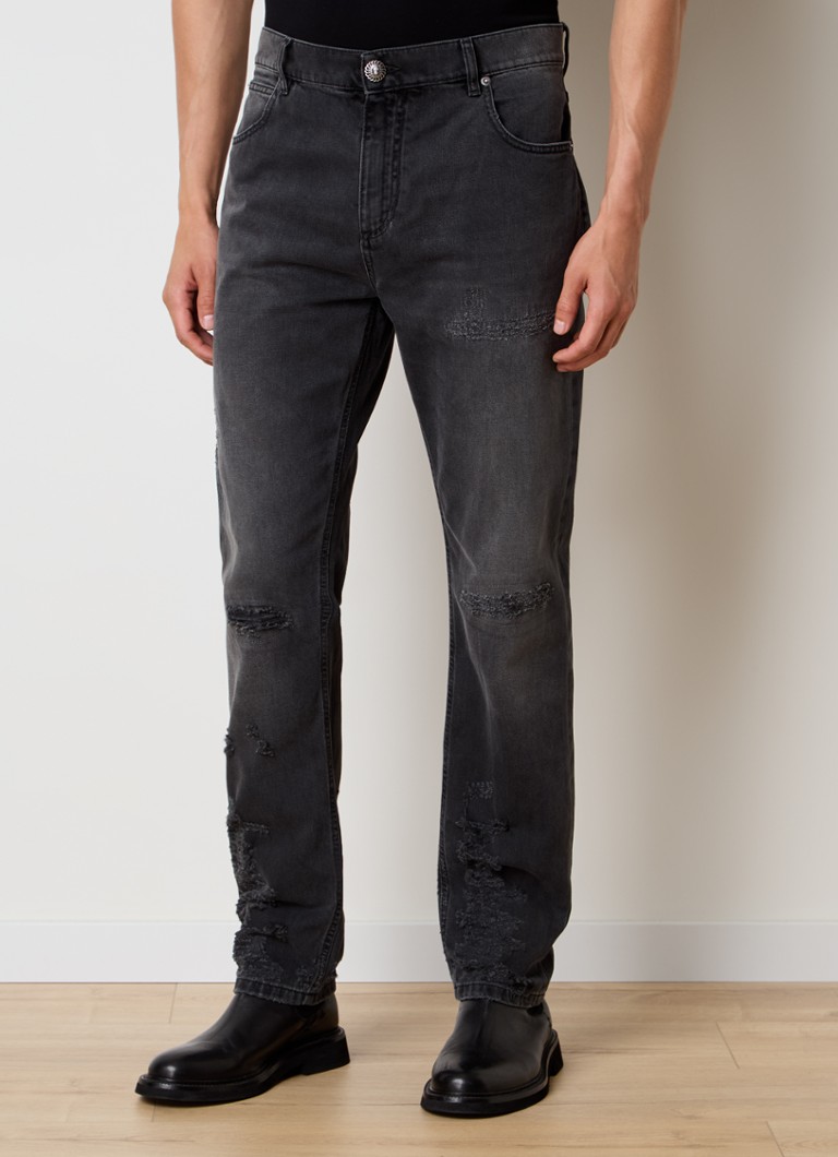 Balmain jeans med normal passform, farget vask og destroyed finish