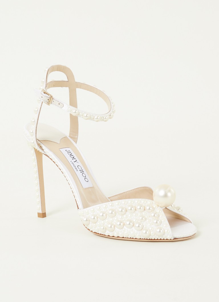 Jimmy Choo Sacora sandalette en satin avec imitatieparels