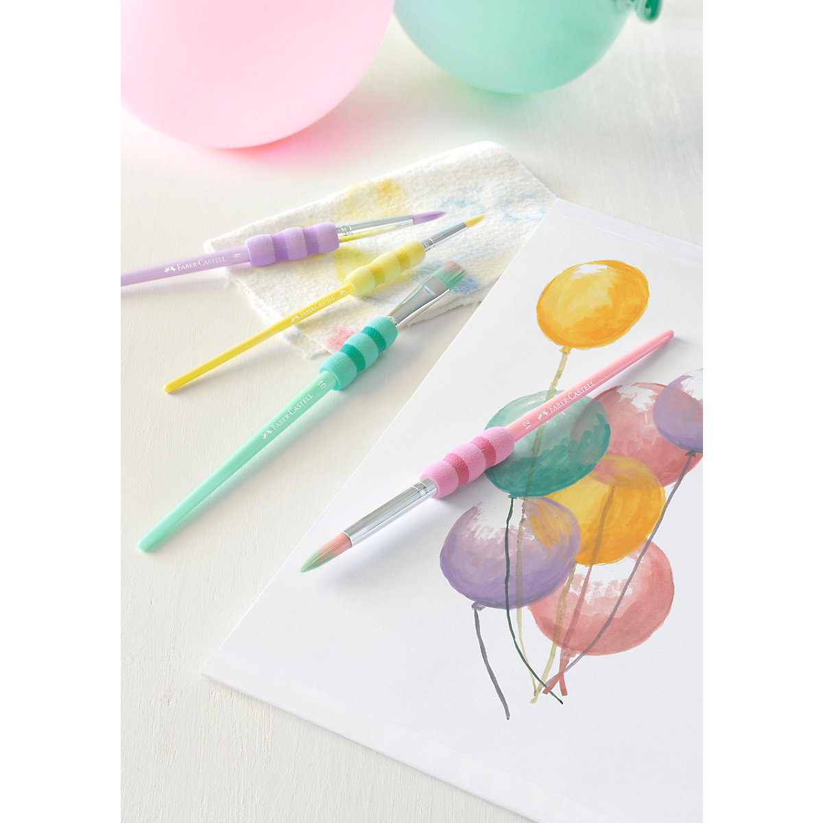Schulmalpinsel Pastell mit Softgriff, 4 Stärken