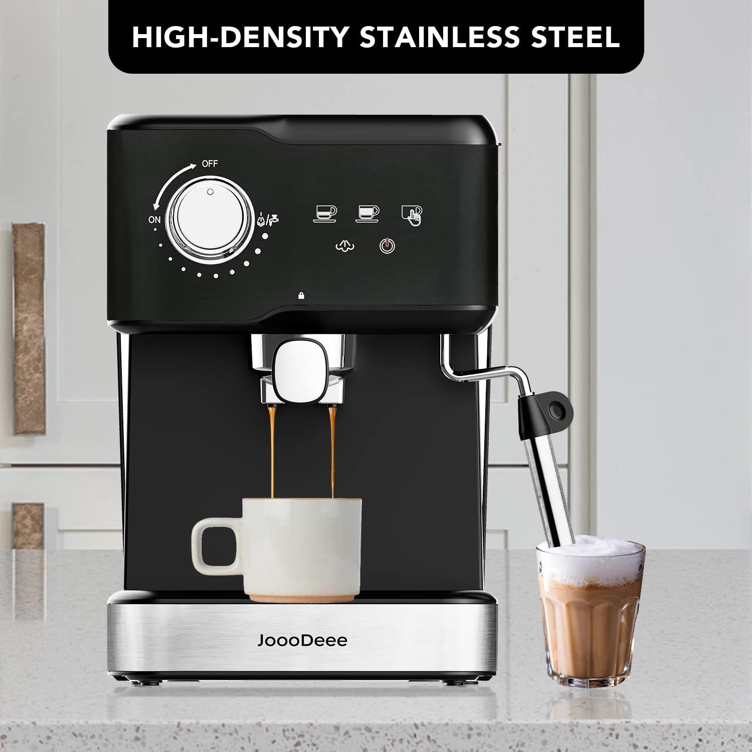 Diyarts Siebträger-/Filterkaffeemaschine, Milchschaumdüse Espressomaschine 15 Bar 950W LED-Touchscreen