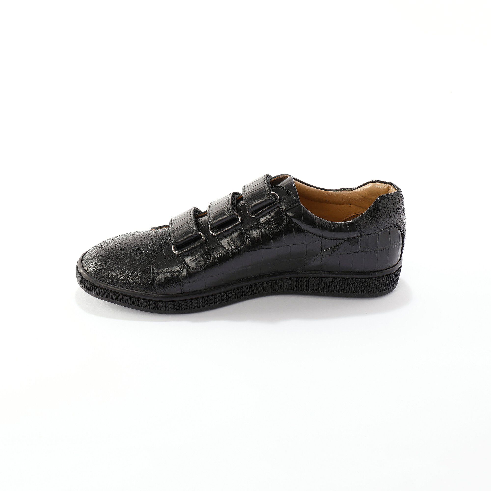 Basket scratchées en cuir effet croco