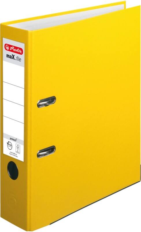 herlitz maX.file protect Ordner DIN A4 80 mm Gelb 2 Ringe 5481304 Pappkarton, PP (Polypropylen) Texturiert Hochformat