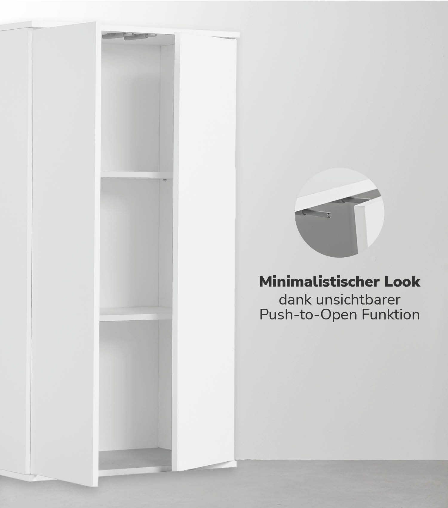 mokebo Mehrzweckschrank Der Schlanke (mit 2 Einlegeböden) Aktenschrank, Schuhschrank oder Aufbewahrungsschrank in Weiß