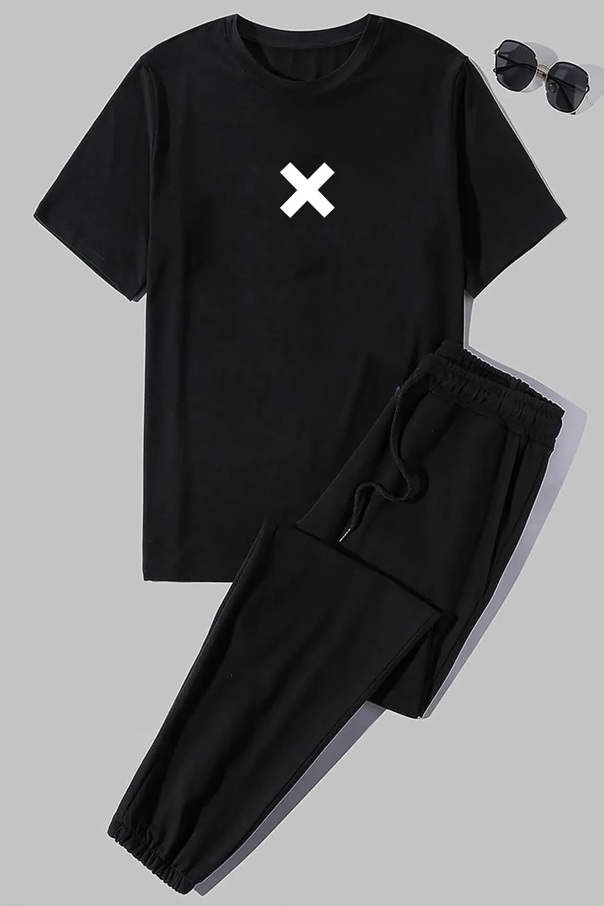 uyguntarz  Zweiteiliges Unisex-Trainingsanzug-Set mit X-Aufdruck