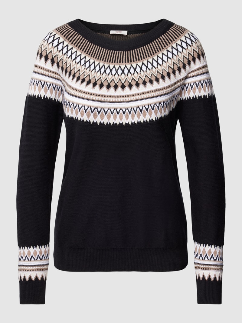 Strickpullover mit Zickzack-Muster in schwarz
