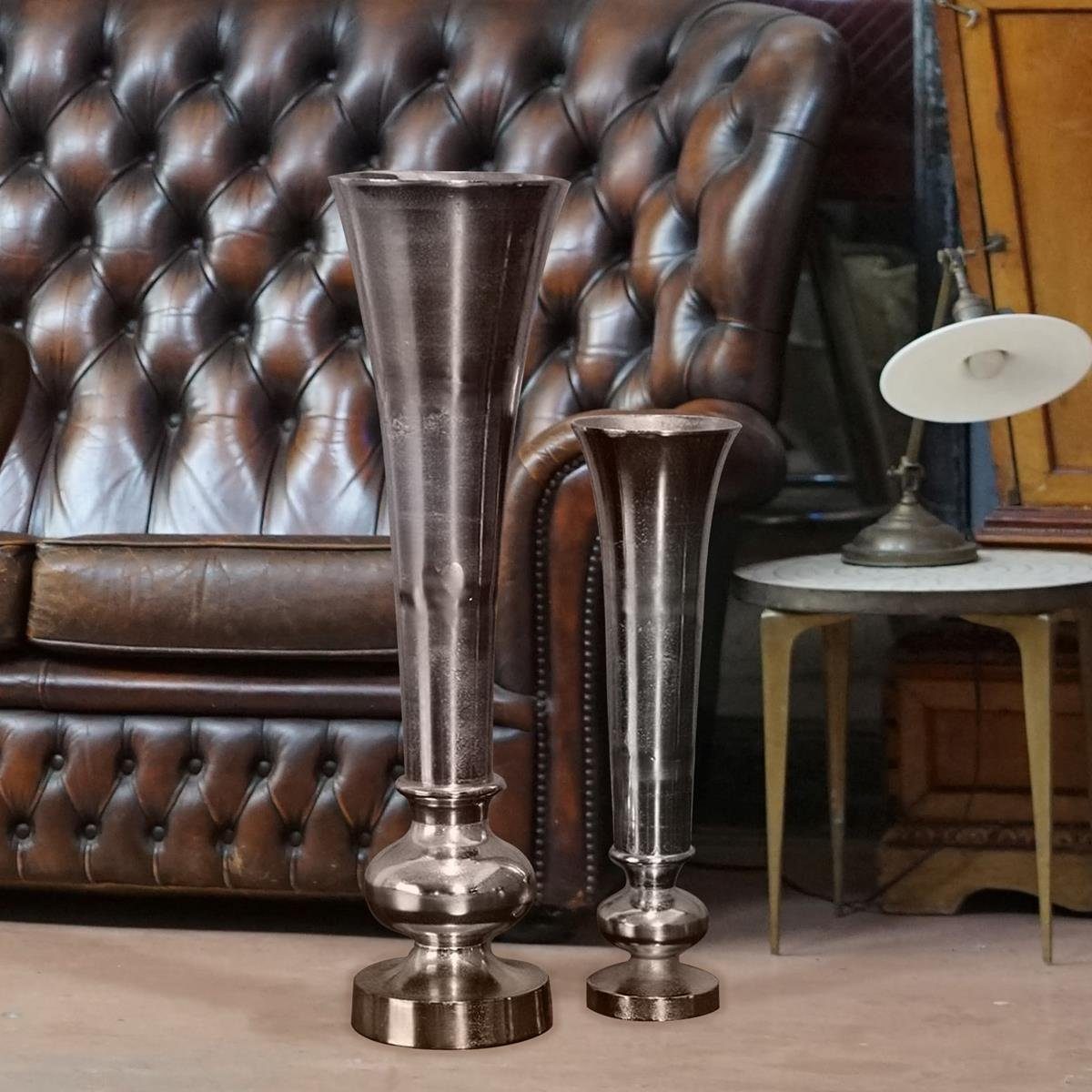 baario Bodenvase Bodenvase XXL ROMA silber, hoch groß Aluminium Dekovase Pokalvase Antik Design