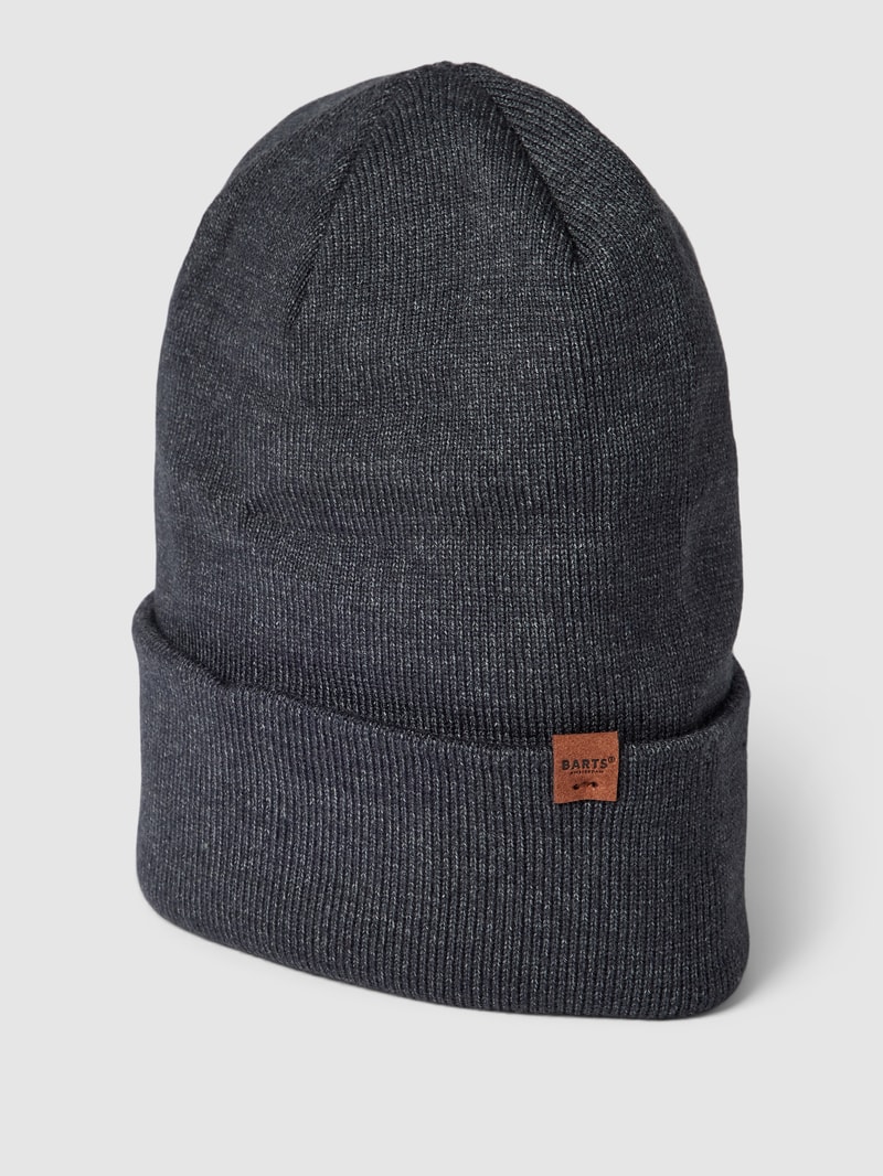 Beanie mit Label-Detail Modell 'WILLES' in anthrazit