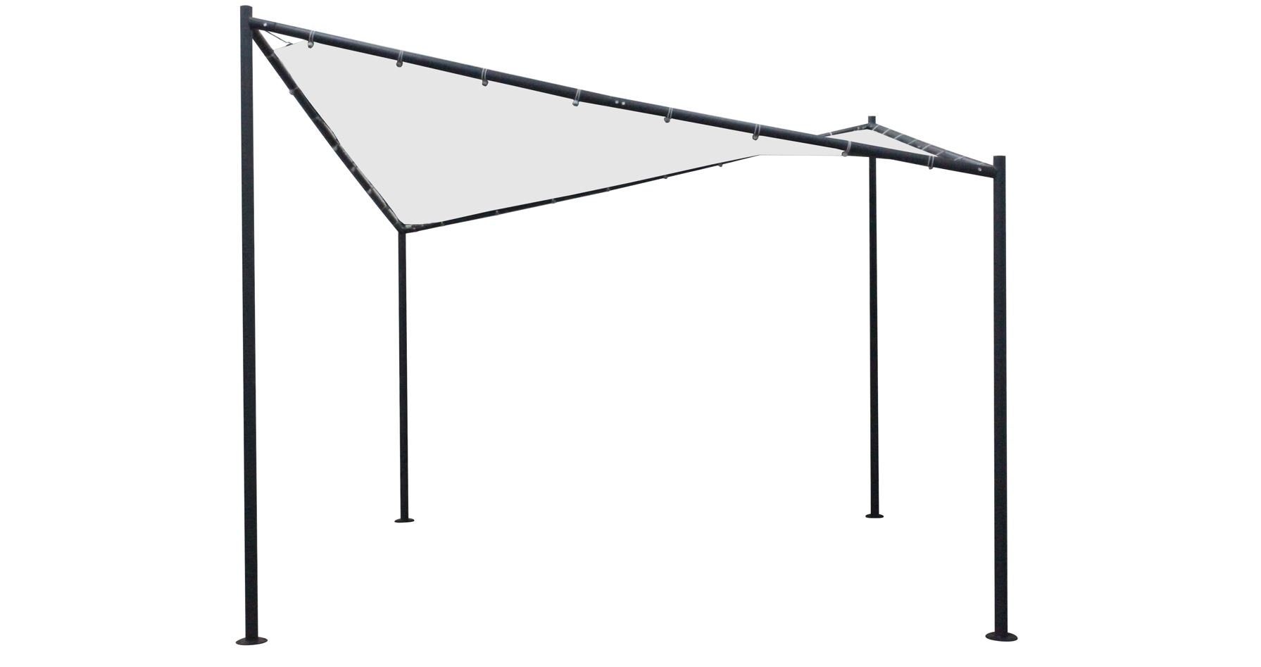 DEGAMO Pavillon ORLANDO, mit Stahlgestell schwarz, Maße 3,5x3,5 Meter, Plane weiss wasserdicht