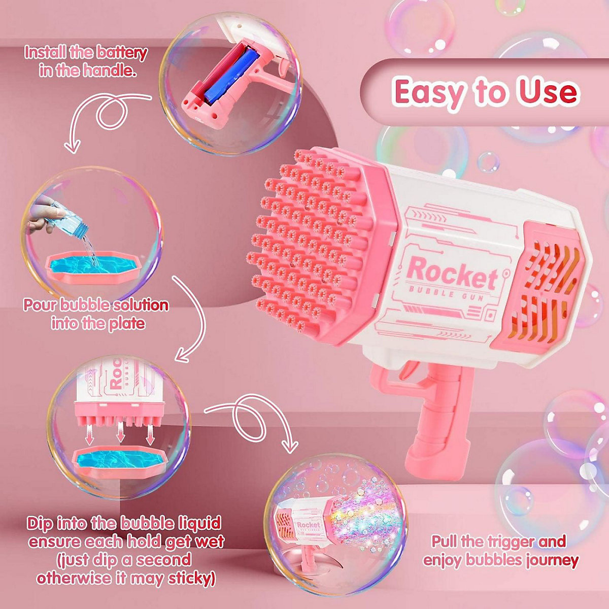 Seifenblasenmaschine Bubble Machine Elektrische Wasserpistole Outdoor Spielzeug - 69 Löcher Seifenblasen Hochzeit Toy Gun Mit Lichtern - Bubble Für Halloween Party Hochzeit Bubble 69 Loch Seifenblas