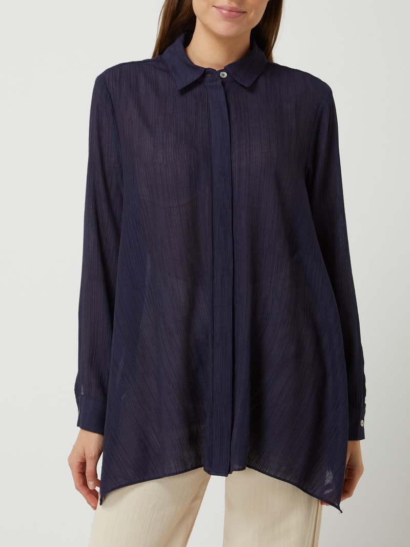 Oversized Bluse aus Krepp in dunkelblau