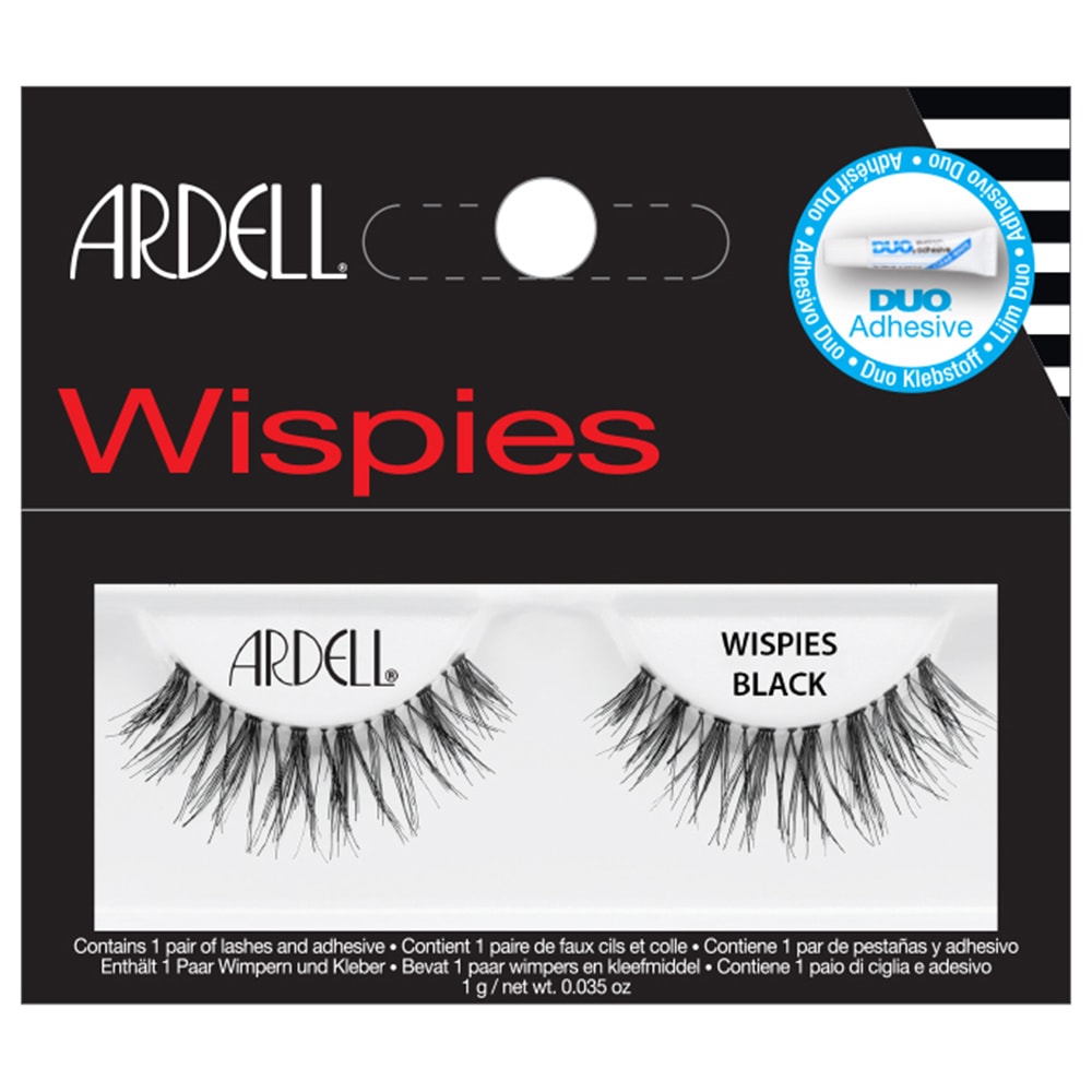 Ardell Faux-cils Wispies avec colle Duo transparente de 1gr Faux-Cils franges en cheveux naturels, réutilisables avec colle incluse