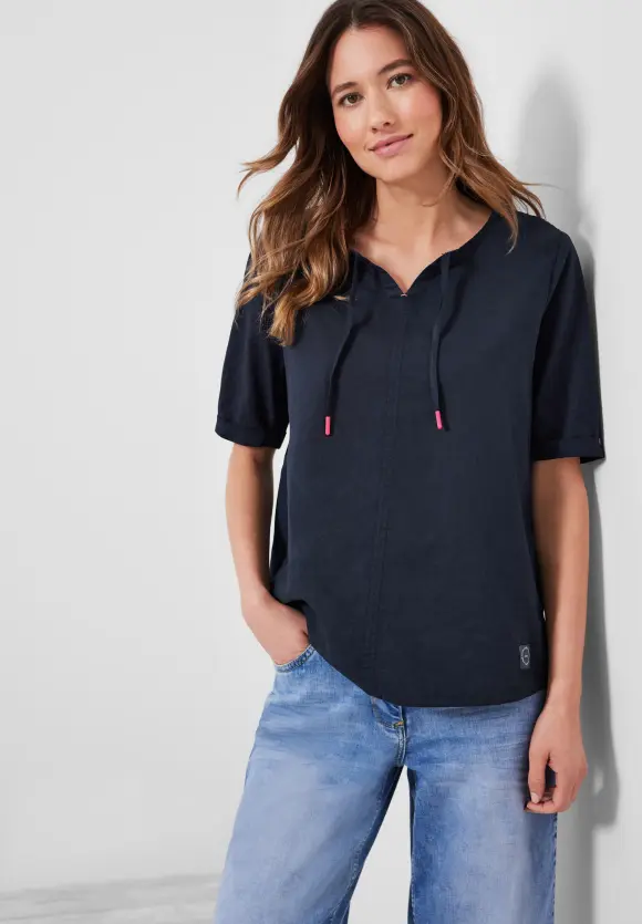 CECIL Leinen Bluse in Unifarbe