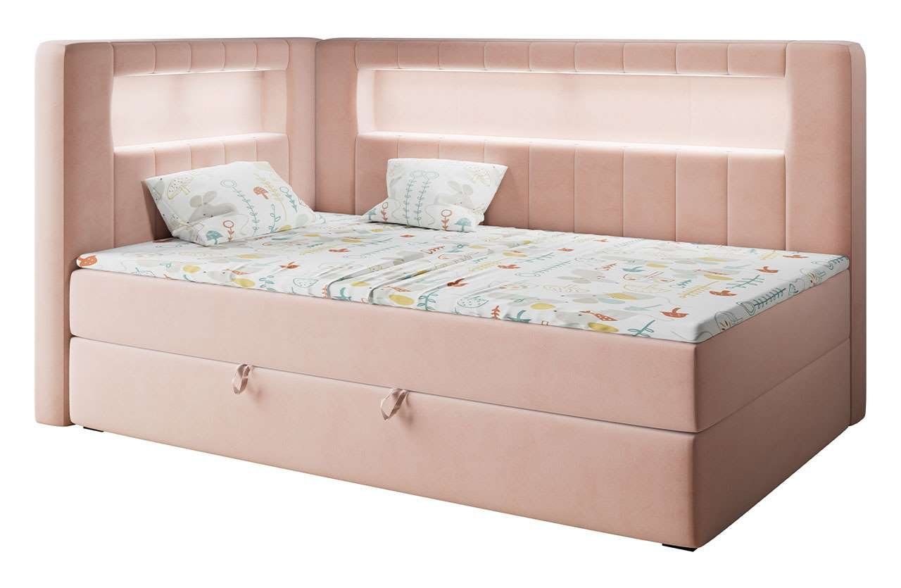 MKS MÖBEL Kinderbett GOLD JUNIOR 3, Kinderbett mit Led, Jugendbett, Polsterbett