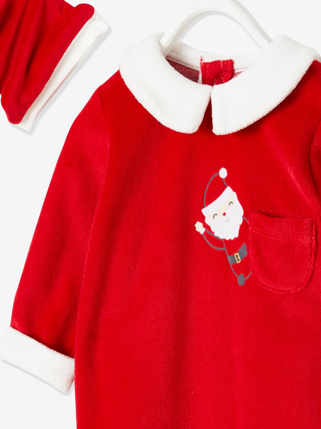 Coffret cadeau de Noël bébé dors-bien en velours + bonnet rouge brique