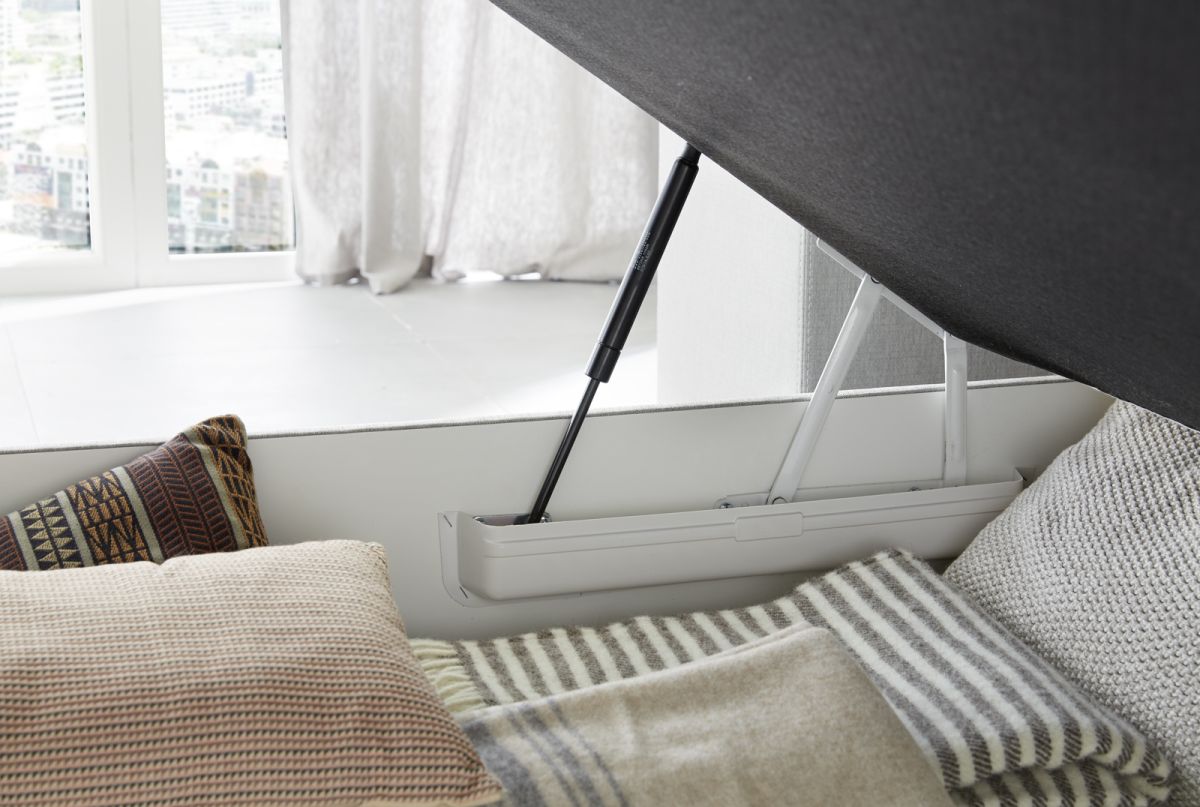 Boxspringbett Amelie mit Bettkasten Stoff Grau 140 x 200 cm