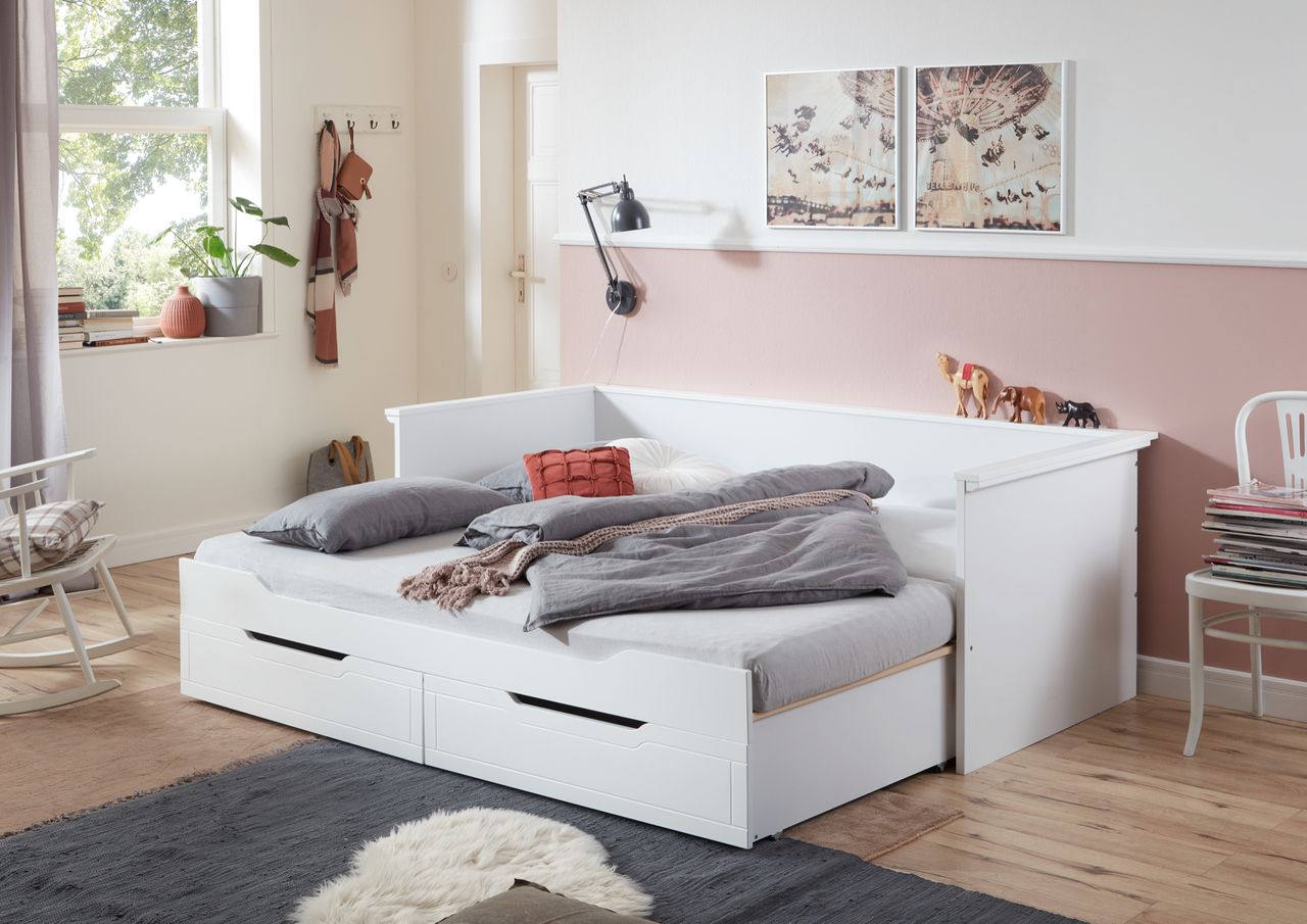 Relita Funktionsbett LINA 90x 200 auf 180 x 200 cm Liegefläche ausziehbar u. 2 Schubladen
