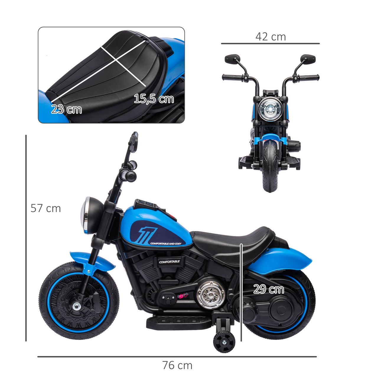 HOMCOM Kindermotorrad Elektro-Motorrad Elektrofahrzeug für 1,5-3 Jahre Kinder